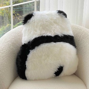 食困症熊猫天然羊毛靠垫